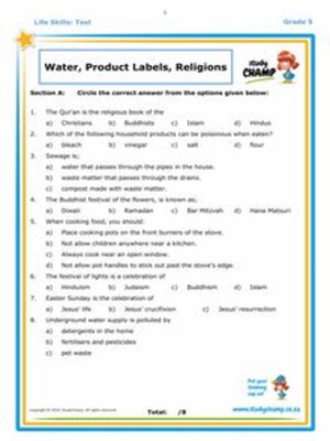 cover image of Grade 5 Life Orientation Test 2: Water Safety & Religions